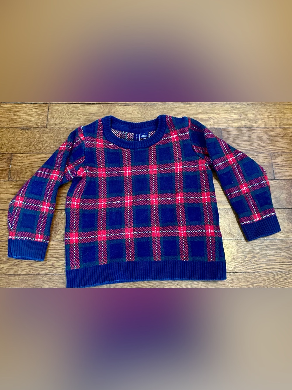 Janie and Jack Tartan Plaid Crew Neck Sweater Size 2T